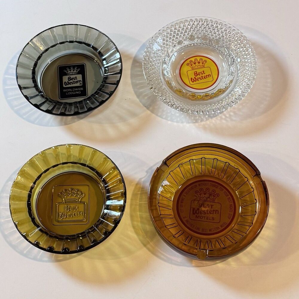 Lot of 4 Vintage Glass Ashtrays Hotel Lodge Motel Best Western
